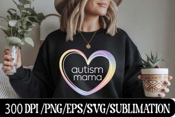 Autism Mama Heart Pastel SVG File Graphics