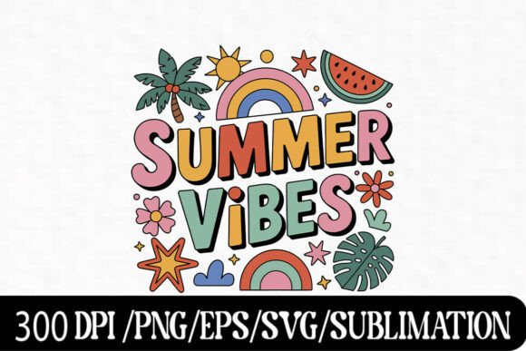 Beachy Summer Vibes SVG Art: Graphics for T-Shirt Designs