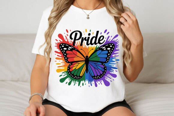 Colorful Pride Butterfly with Splatter Graphics