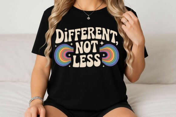 Different Not Less Motivational Rainbow Graphics