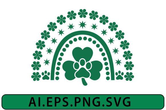 Dog Paw Rainbow Shamrock T-Shirt Design Graphics