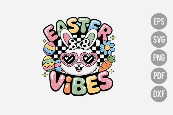 Easter Vibes Rainbow Bunny Png Graphics