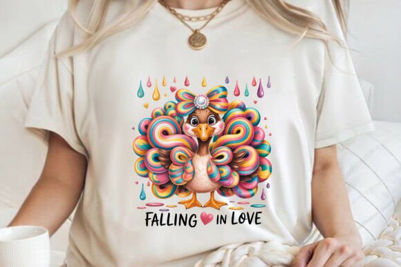 Falling in Love Rainbow Bird Valentine Graphics
