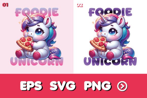 Foodie Unicorn SVG Pizza Clipart