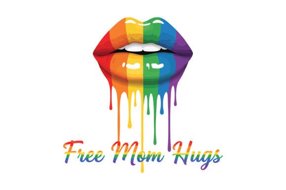 Free Mom Hugs Rainbow Lips Graphics for T-Shirt Designs