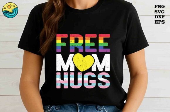 Free Mom Hugs SVG PNG, Rainbow Pride Graphics
