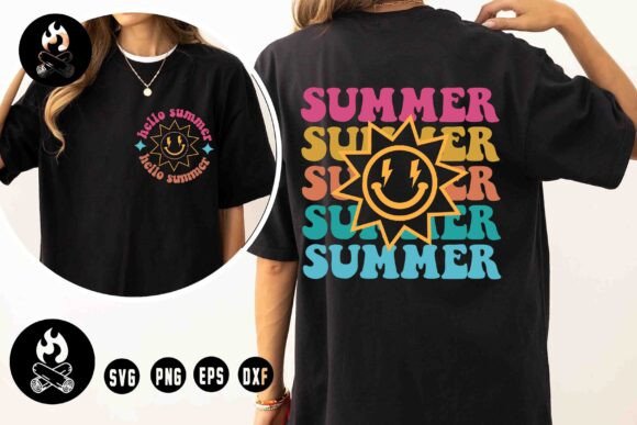 Hello Summer SVG, Retro Sun SVG, Summer Graphics