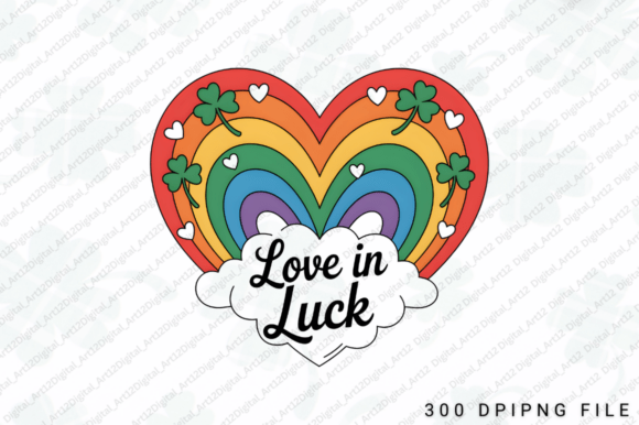 Love in Luck Rainbow Heart PNG Design