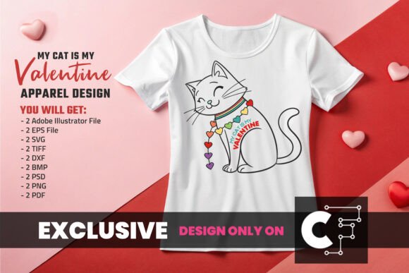 My Cat is My Valentine T-Shirt Design Graphics