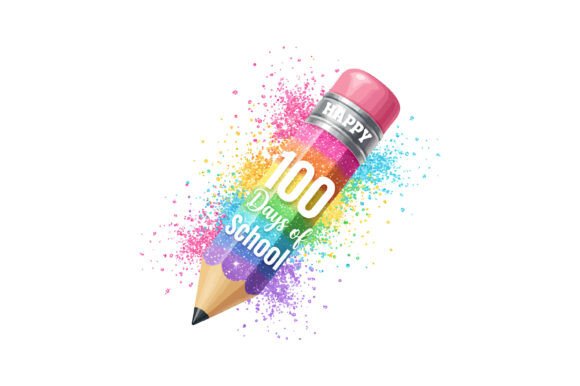 Rainbow Pencil 100 Days Celebration Graphics