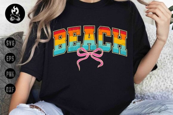 Retro Rainbow BEACH SVG for T-Shirt Designs