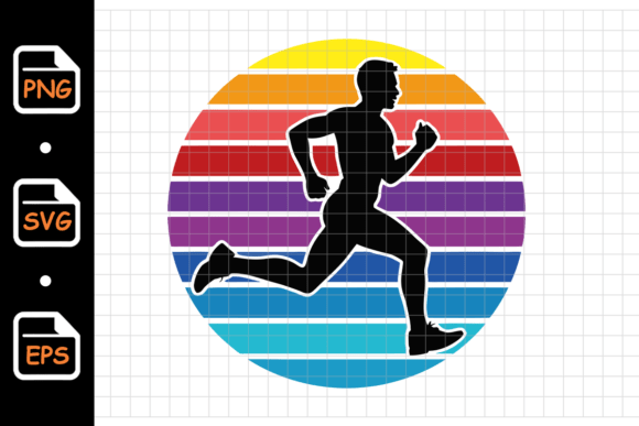 Runner Silhouette with Retro Rainbow Graphics
