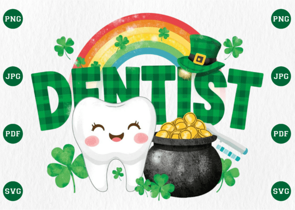 St. Patrick’s Day Dentist Rainbow PNG for T-Shirt Designs