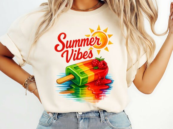 Summer Vibes Rainbow Popsicle T-Shirt Graphics