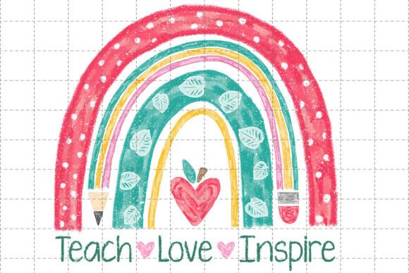Teach Love Inspire Png, Teacher Rainbow Graphics