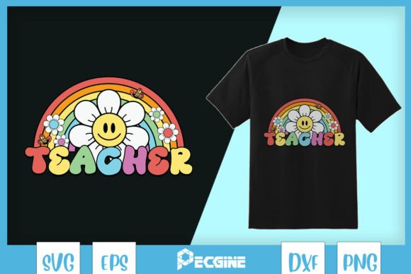 Teacher Flower Rainbow SVG Graphics