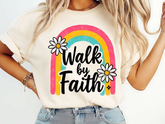 Walk by Faith Rainbow Summer T-Shirt Graphics
