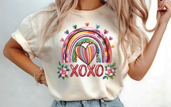 Xoxo Rainbow Valentine Sublimation PNG